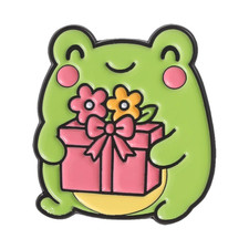 Just Vibing Cute Music Lotus Frog Enamel Pin Frog Holding Flower Gift  I Had A