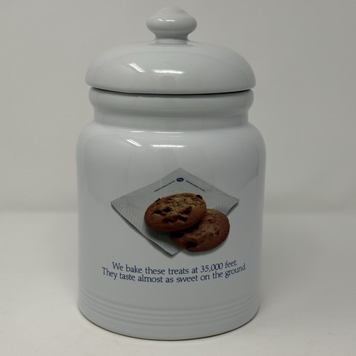 Midwest Express Airlines Ceramic Cookie Jar w/ Lid 10” Tall Collectible