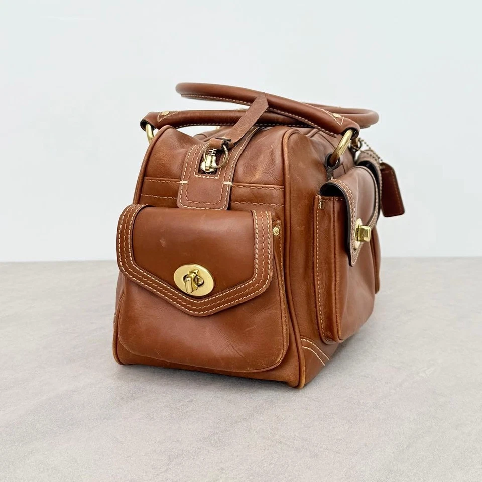 COACH Bag Leather Brown Legacy Edition Saddle Satchel Turnlock 34x19x14cm NNBy37 - Image 3 of 4