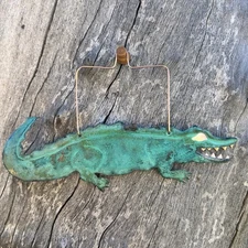 ALLIGATOR Crocodile Copper Verdigris Christmas Ornament Handcrafted AZ FL Zoo