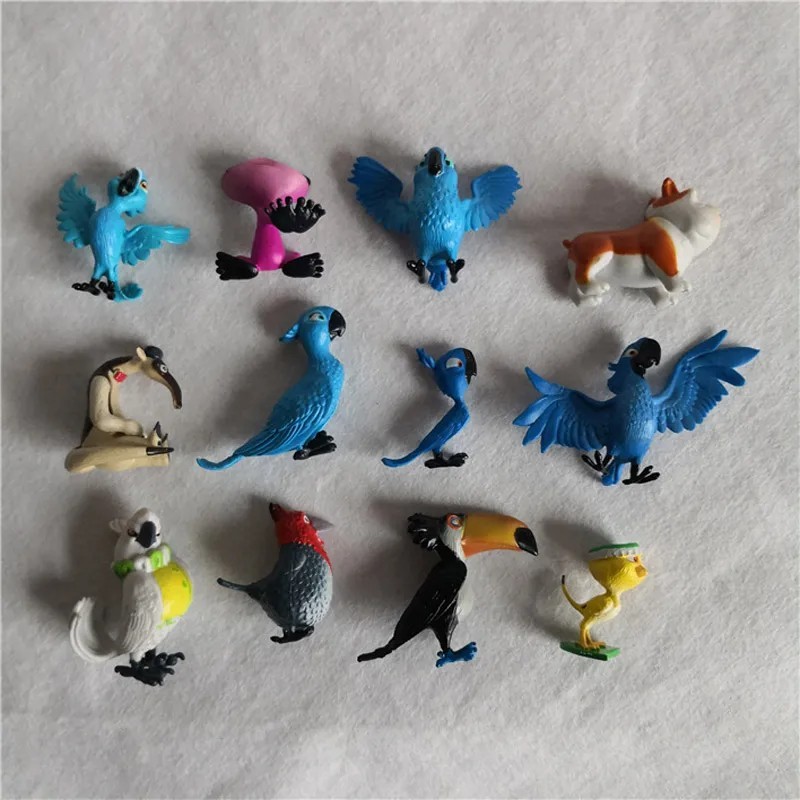 12pcs Mini Rio Adventure Parrot Pvc Action Figures Toy for Kids Model Gift
