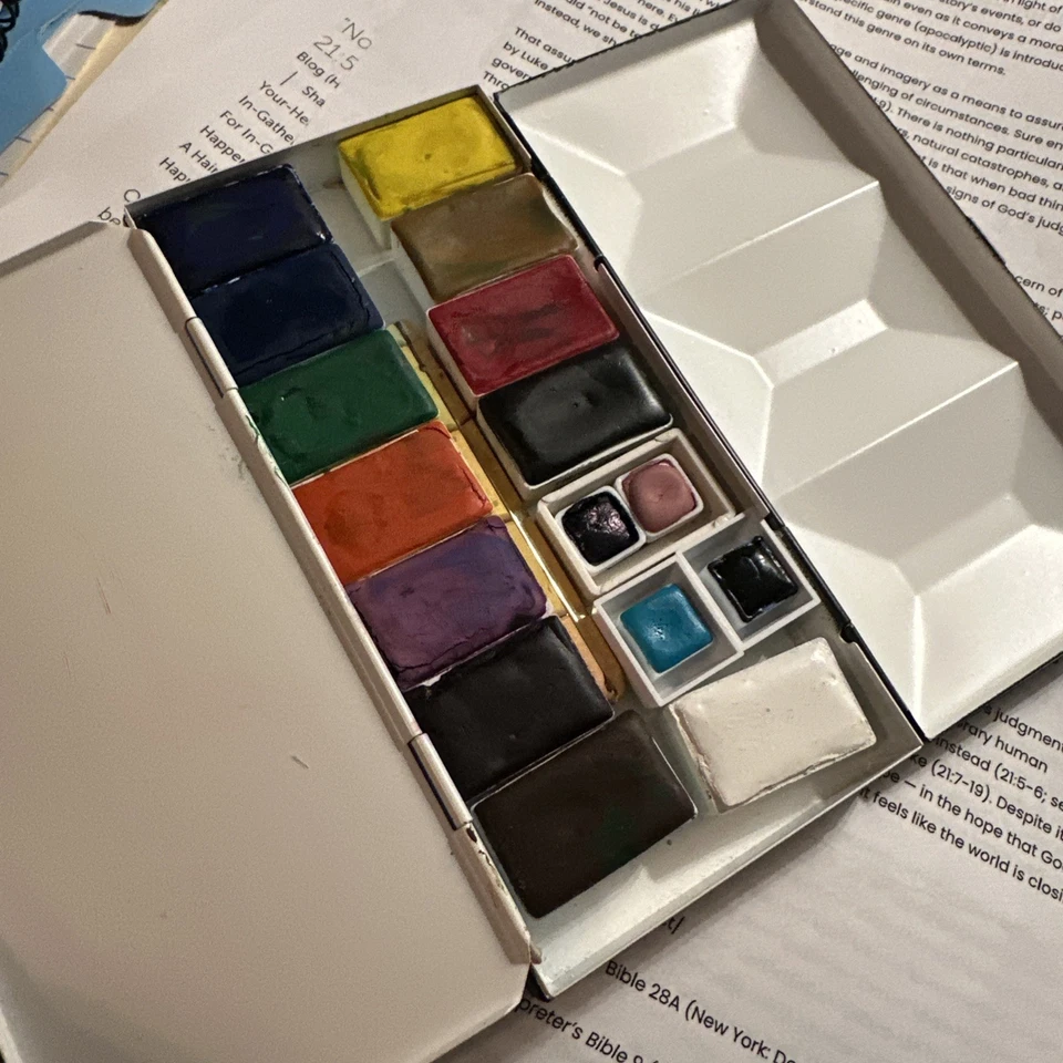 Paleta de acuarela Pfeiffer Art Supply, usada una vez, reducción de tamaño, excelentes pinturas Foto 3 de 4
