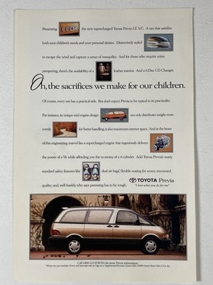 1995 Toyota Previa Minivan Print Ad Mini Van Sacrifices Children