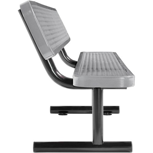 Global Industrial 72"L Expanded Metal Mesh Bench w/Back Rest Gray - Picture 3 of 8