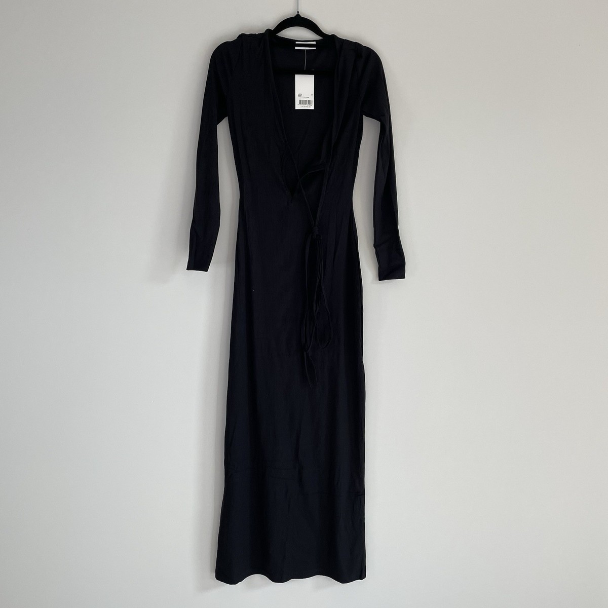 Kookai Dress NWT Black Womens Sz Sereya Maxi Long Sleeve Keyhole