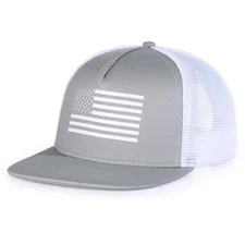 Oversize XXL American Flag Trucker Hat for Men Women,Flat Brim Adjustable Mesh 
