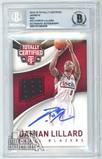 Damian Lillard 2014-15 Panini Totally Certified Red Patch Auto Card #20 BAS 10