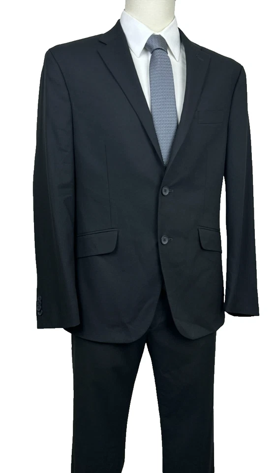 Traje Kenneth Cole Hombre’s 40S Chaqueta 33x30 Pantalones Negro Techni-Cole Calce Ajustado Foto 2 de 4