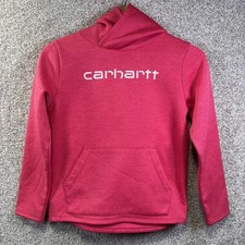 Carhartt Hoodie Youth Large 12 Pink Fleece Pullover Kangaroo Pocket Logo