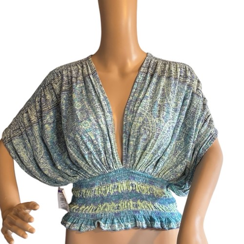 Free People Next Vacation Top Damen Gr. Small in Aqua Kombi kurze Kimonoärmel - Bild 2 von 15