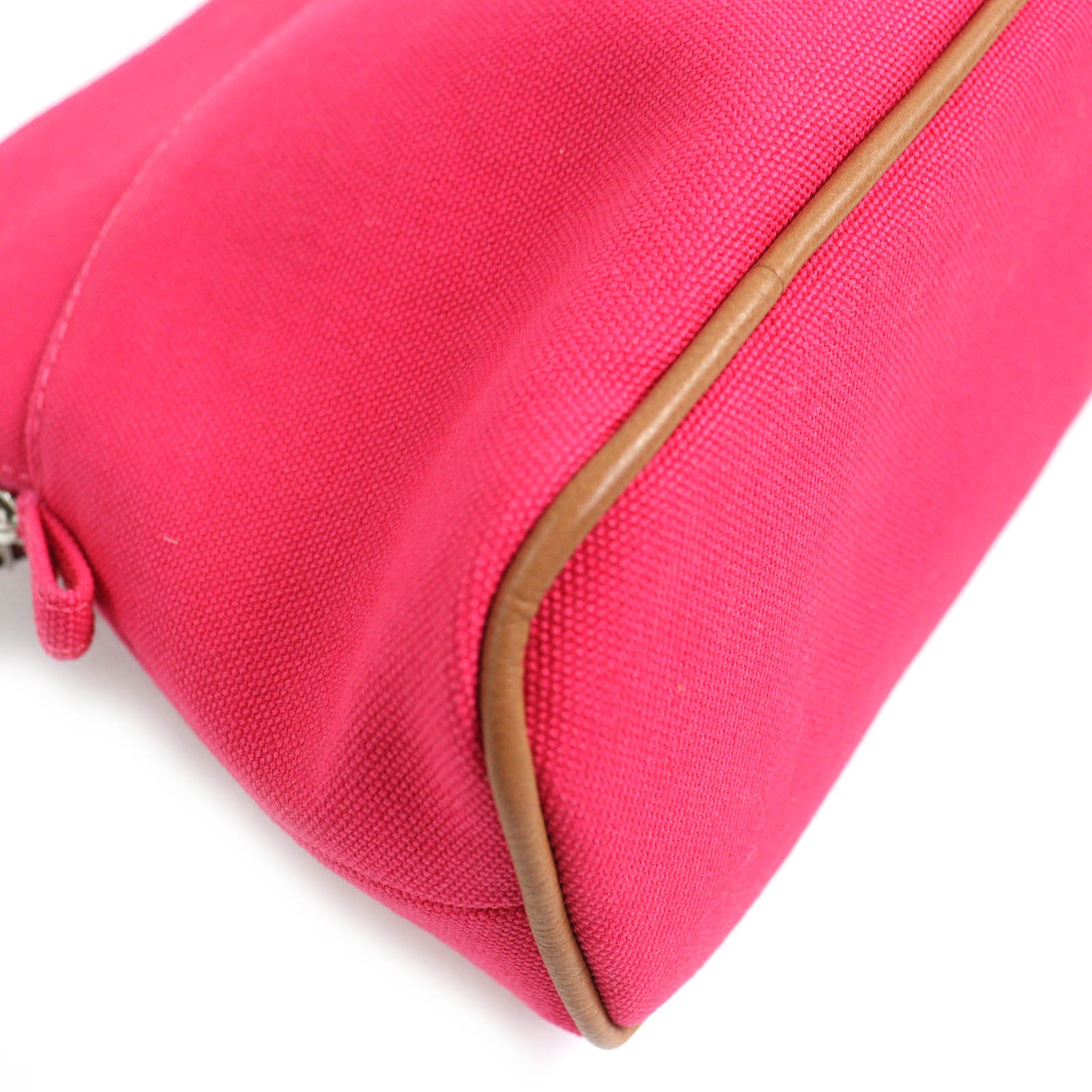 Excellent HERMES Cosmetics Pouch Bored pouch MM leather, 100% cotton, cosmet... thumbnail 5