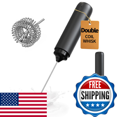 Circle Joy Rechargeable Milk Frother Hanheld Dual Coil Whisk Head Electric