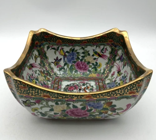Chinese Oriental Porcelain Bird Scenery Bowl