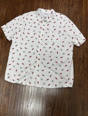 Tuong Ot Sriracha Spicy Take Out Short Sleeve Button Up Size 2XL #8024