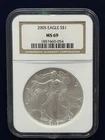 2005 American Silver Eagle NGC MS69 BROWN LABEL