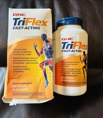 GNC TriFlex Fast-Acting 240 Caplets Joint Support Glucosamine Exp 4/27