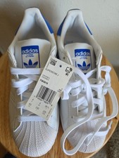NEW Adidas Superstar J Size 4.5 Cloud White Blue FW0816 Big Kids