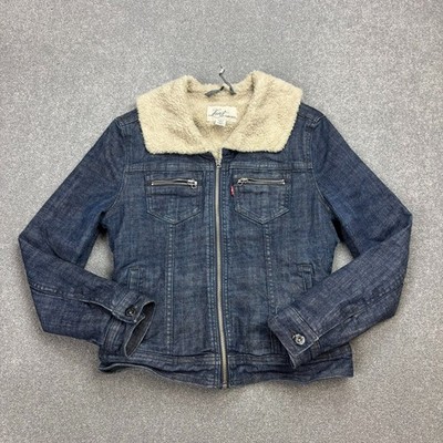 Levis Jeansjacke Damen X Small blau Sherpa gefüttert Trucker Red Tab Utility Lady