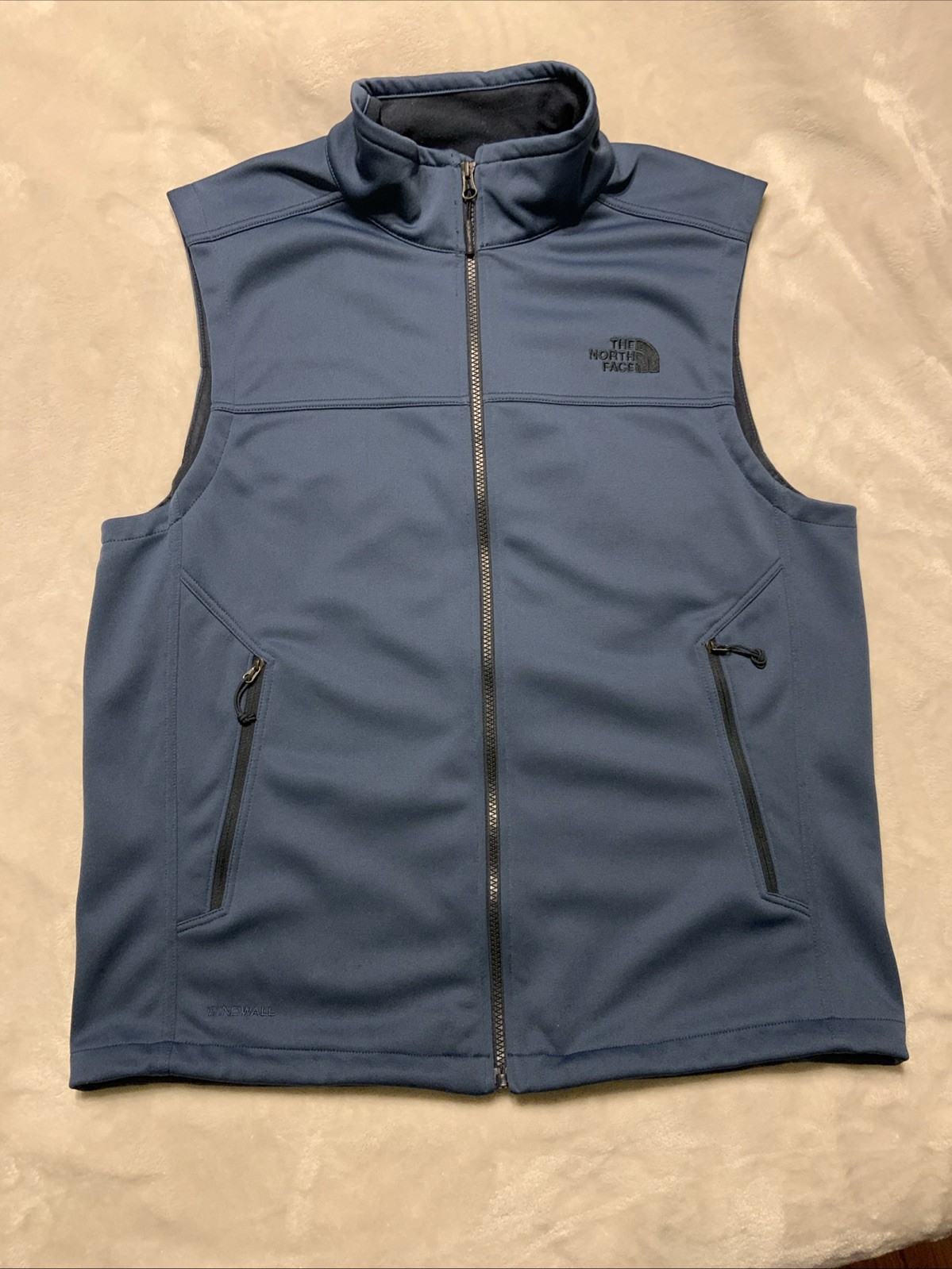 The North Face Windwall Soft Shell Vest Mens Medium Blue Full Zip