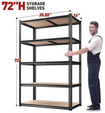 Heavy Duty Steel 5-Tier Shelving Unit  2000 lbs Capacity 72  H  35.5  W  15.8  D