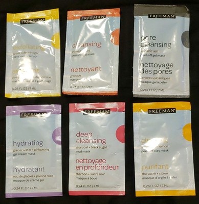 Freeman Facial Mask Sachet Set Lot of 6 0.24 fl oz Exfoliating Hydrating