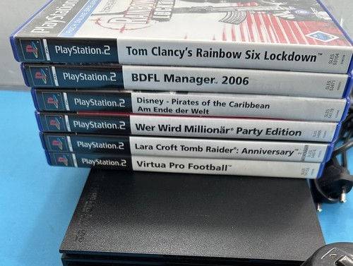 Sony PlayStation 2 Slim Konsole Schwarz + 2xController 1x ORG.1xNicht + 6xSpiele - Picture 2 of 5