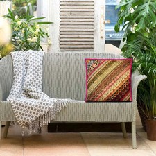 Boho Cushion pillow cover throw Ethnic heavy patchwork sari beaded 30" square