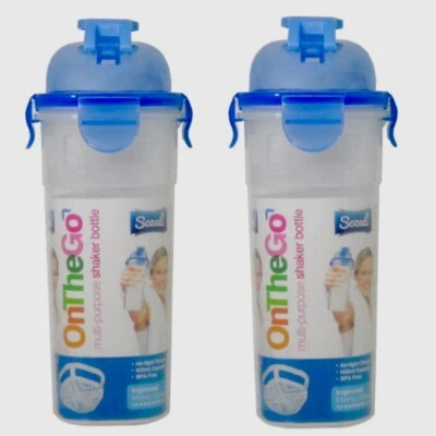 SAZOLI Shaker Flasche Mischnetz Protein Getränk Smoothies Butter Ei 600ml - 2er-Pack