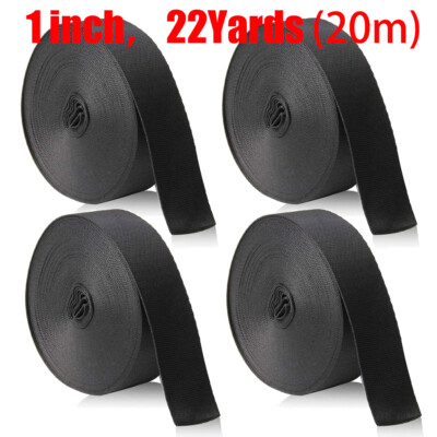 4 Roll 22 Yards 1 Inch Wide Black Nylon Heavy Duty Webbing Strap