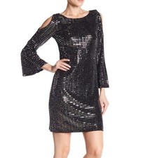Eliza J – Bell Sleeve Cold Shoulder Sequined Dress sz 14 new