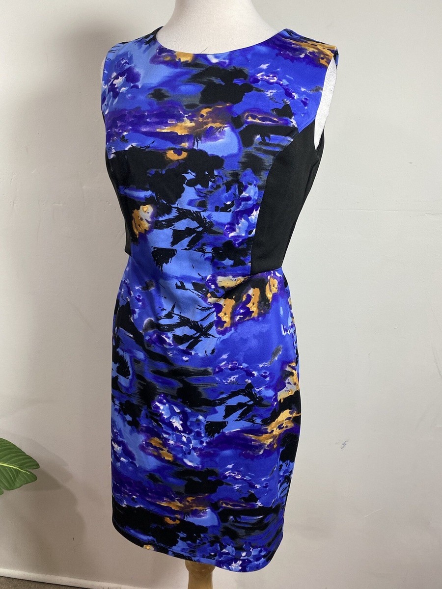 Cynthia Rowley Size 6 Purple Orange Black Blue Zip Back Sleeveless Sheath  Dress | eBay