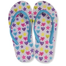 Chatties Girls Large 2-3 Flip Flops Sandals Shower Shoes Stars Hearts NWT
