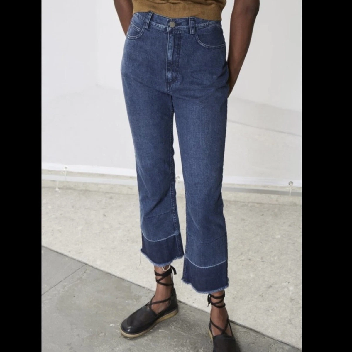 Rachel Comey slim legion straight jeans high rise cropped blue