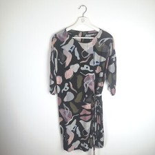 Oliver Bonas Dress UK 10 Multicoloured Abstract Print Wrap 100% Viscose