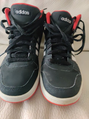 Adidas Mens Hoops 2.0 Basketball Shoes Size 6 Mid Black Red Sneakers B75743 bred - Picture 2 of 10