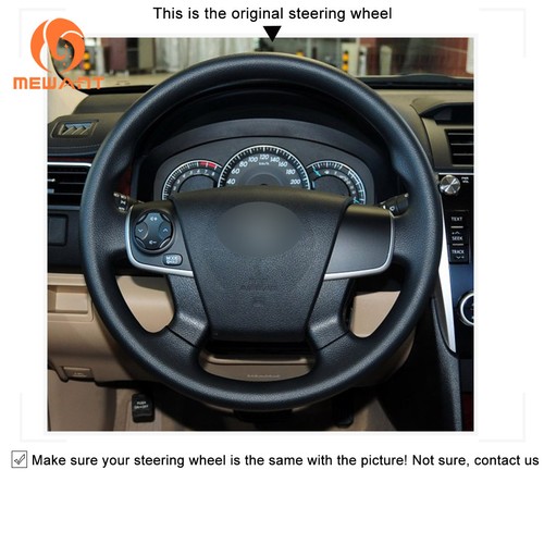 Black Artificial PU Leather Car Steering Wheel Cover for Toyota Aurion 2012-17 D - Picture 3 of 9