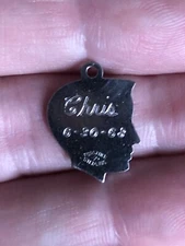 Vintage ‘Chris’ Boy Silhouette Sterling Charm Forstner Engraved ‘68