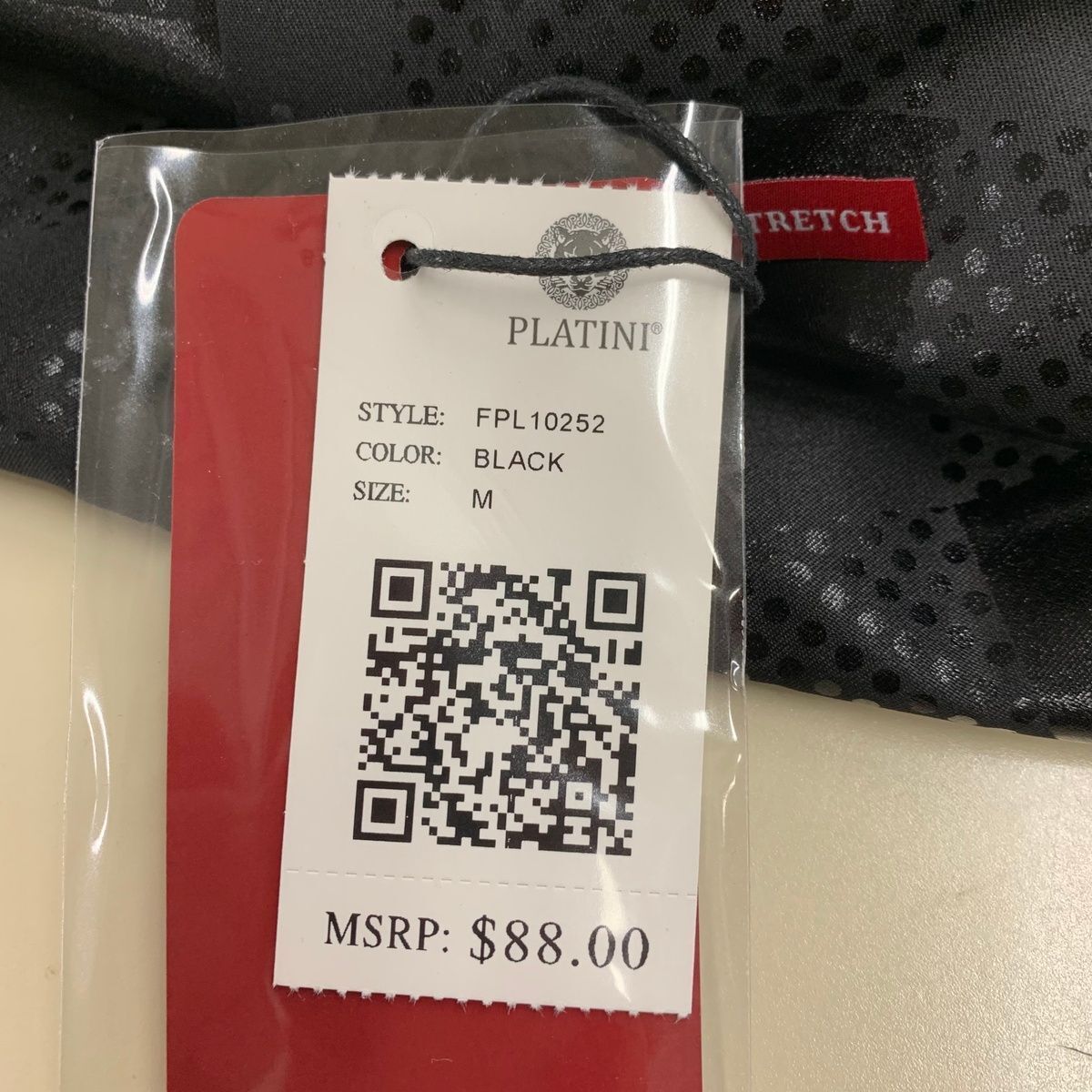 PLATINI Long Sleeve Modern Fit Foiled Shirt Men's Size M Black