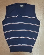 90s Chartwell Striped Knit Sweater Vest XL Acrylic USA Made Vtg Blue