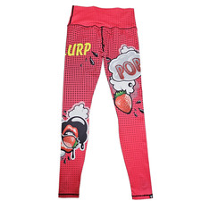 Pop Art Legging Womens M/L Comic Colorful Athleisure Graffiti Y2K Punk Red Fruit