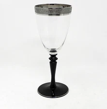 MARYLAND GLASS Art Deco Platinum Encrusted Dragon Griffin Band Water Goblet (s)