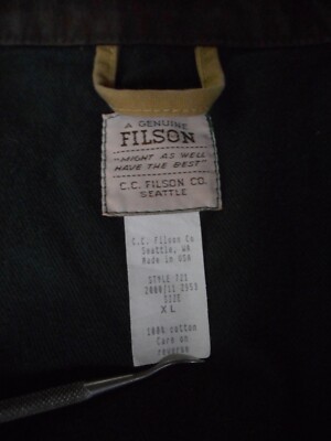 Filson Dry Tin Klondike Jacket (Lined) Style #721 Size XL Free Filson Dry Tin Klondike Jacket (Lined) Style #721 Size XL Free