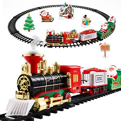 Christmas Train Electric Train Toy Sound Light Railway Tracks Christmas Tree ...