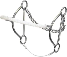 960 Beetle Hackamore for Horse - Rope Nose - 6"" Cheeks - Stage C, Silver/White