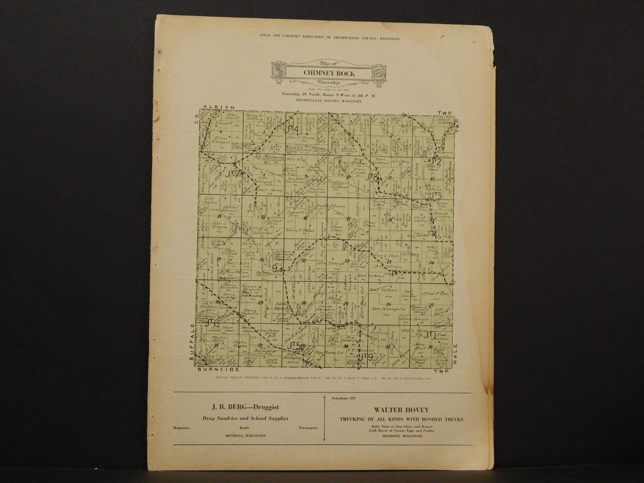 Wisconsin, Trempealeau County Map Caledonia Township 1930 Y816 eBay