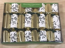 World Market Holiday Crackers Set Of 8 Gold & Poinsettia 6” Poppers New In Box