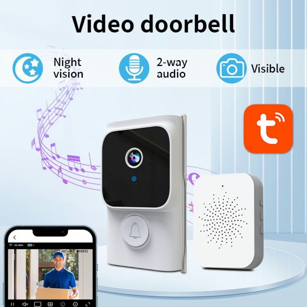 Wireless Security WiFi Doorbell Video Camera Night Vision Door Ring Bell Chime-image