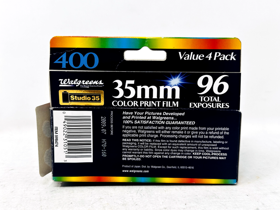 Walgreens Studio 35 35mm Color Print Film 4 Rolls Pack 400 ISO Expired