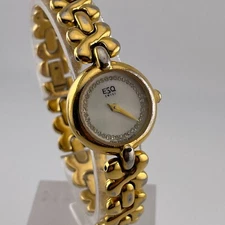ESQ Esquire Watch Womens Swiss 24mm Case Pearl Look Dial Quartz Two Hands