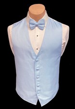 Men's Light Blue Jean Yves Tuxedo Vest  Bow Tie Wedding Groom Cruise Prom L